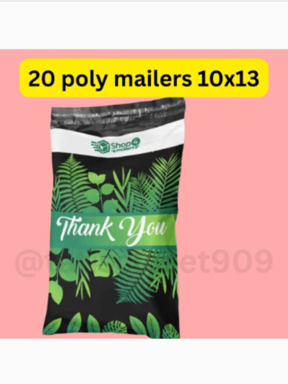 Thank You Green Leaf Poly Mailers - 20 Pack 10x13